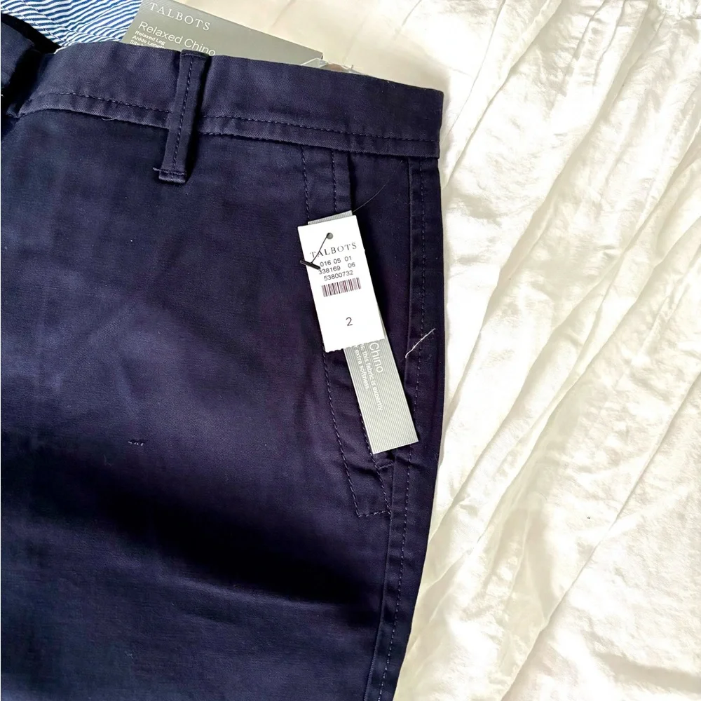 NWT- Talbots Navy Relaxed Chinos - Picture 5 of 6